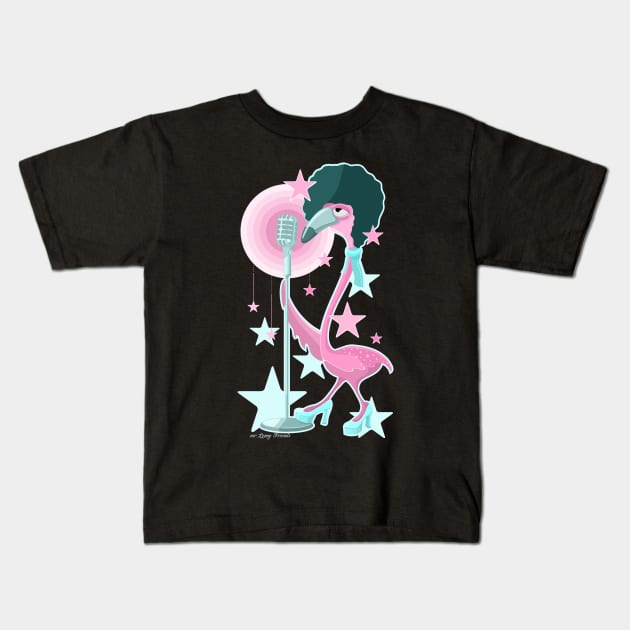 mrs.Fannie flamingo pop star / blue edition Kids T-Shirt by mr.Lenny Loves ...